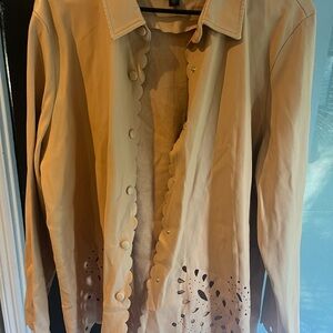 Marc New York Women's Tan Jacket with Scalloped Edges